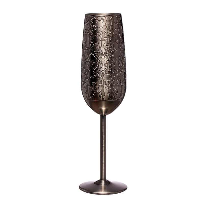 200 ml de aço inoxidável vidro de champanhe de cor preta vidro de vinho para barra