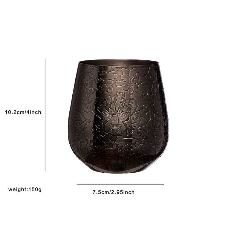 Garrafas de vinho de aço inoxidável sólido de qualidade superior Garrafas de vinho sem caules Estilo Stag preto