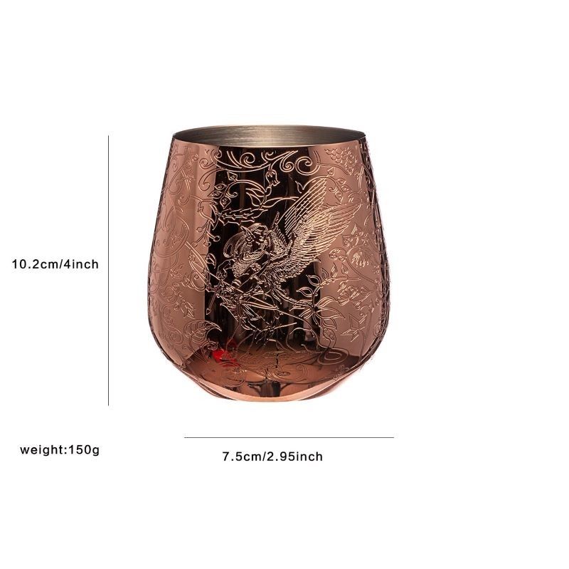 Forma de ovo em vidro de vinho em aço inoxidável de cobre gravado com estilo de fada e castelo
