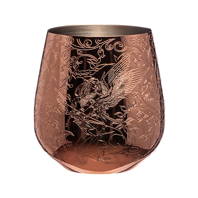 Forma de ovo em vidro de vinho em aço inoxidável de cobre gravado com estilo de fada e castelo