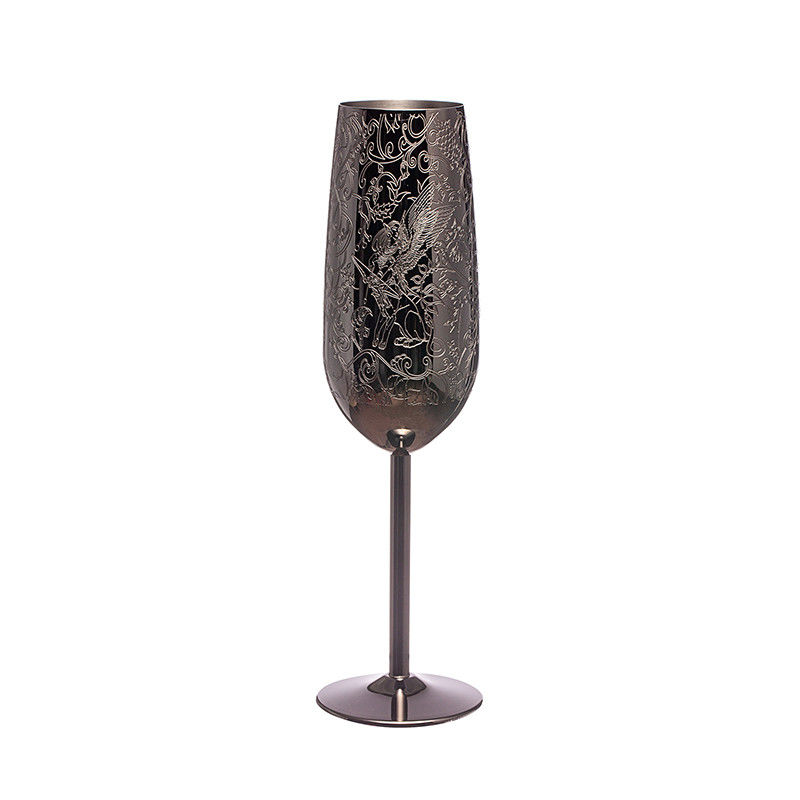 Flutes de champanhe de aço inoxidável Vidro Metal Prateado com vinho para festa ao ar livre