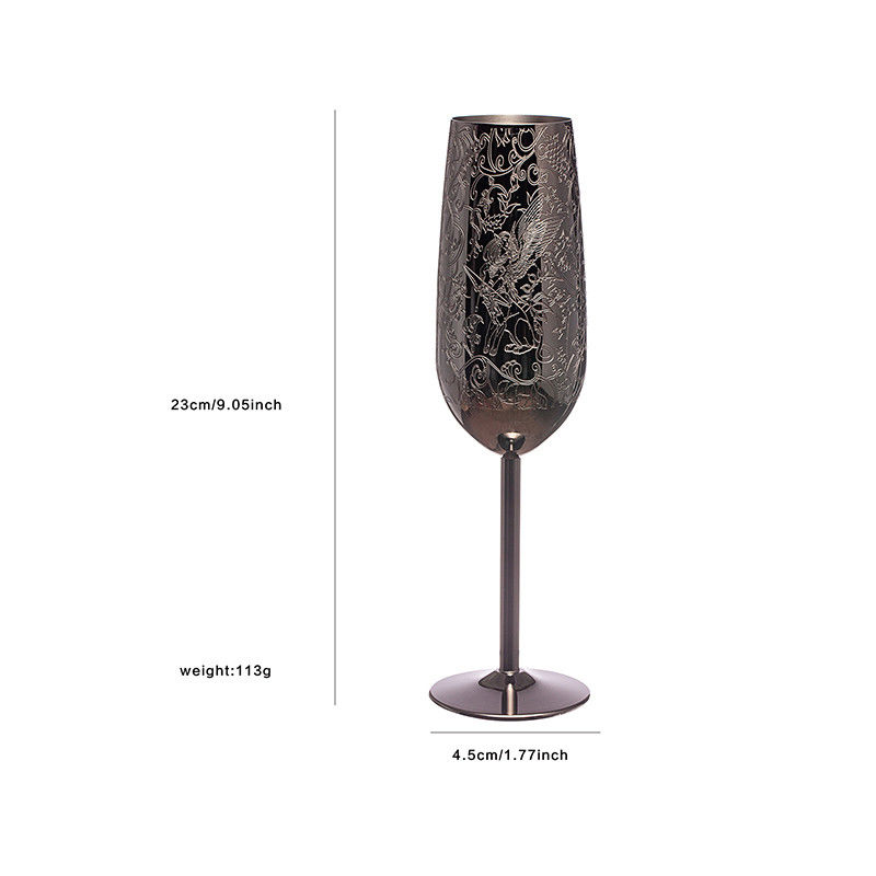 Flutes de champanhe de aço inoxidável Vidro Metal Prateado com vinho para festa ao ar livre