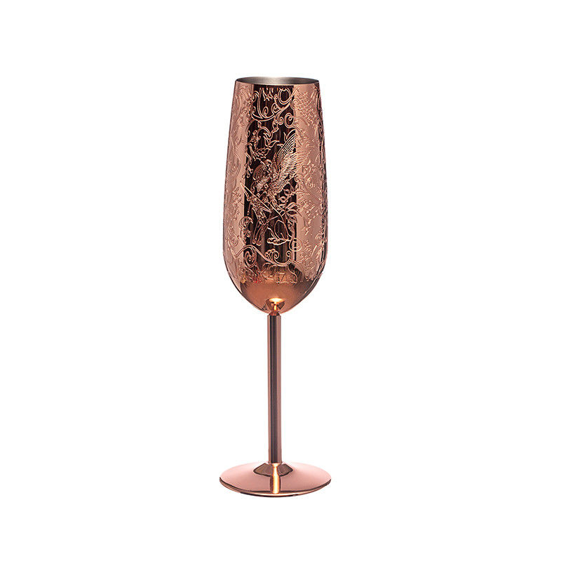 Gravação de flautas de champanhe de aço inoxidável vidro de 200 ml copos de champanhe para festas e aniversário