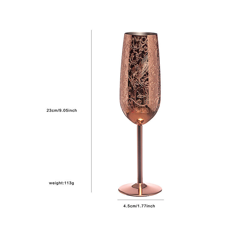 Gravação de flautas de champanhe de aço inoxidável vidro de 200 ml copos de champanhe para festas e aniversário
