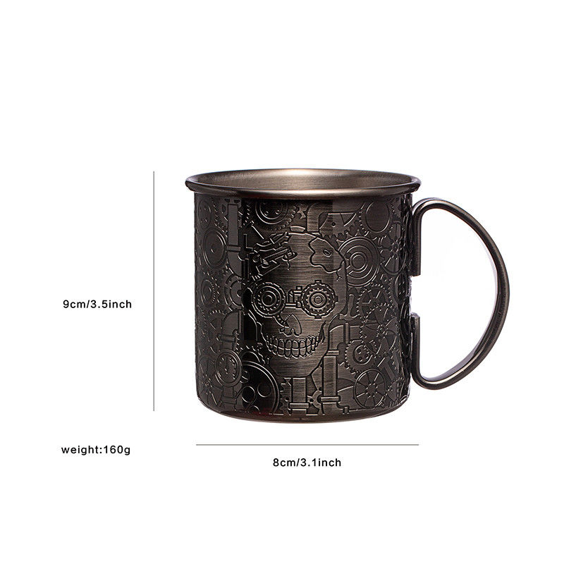 Gravação Design de aço inoxidável 304 Mule Mug Negro Viagem de acampamento Taça de vinho para a festa