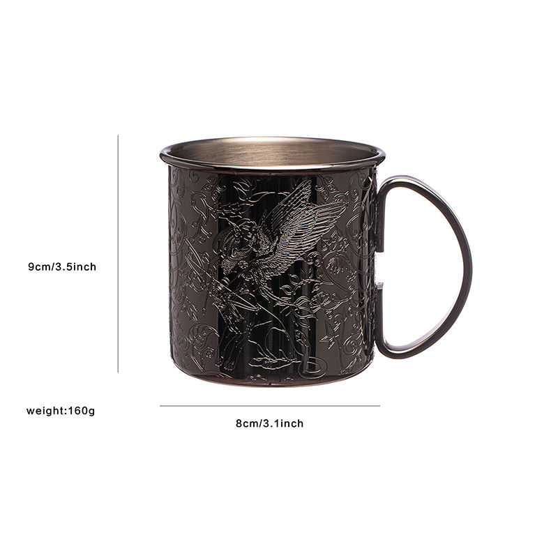 LFGB vidro de vinho de aço inoxidável caneca de mula preta