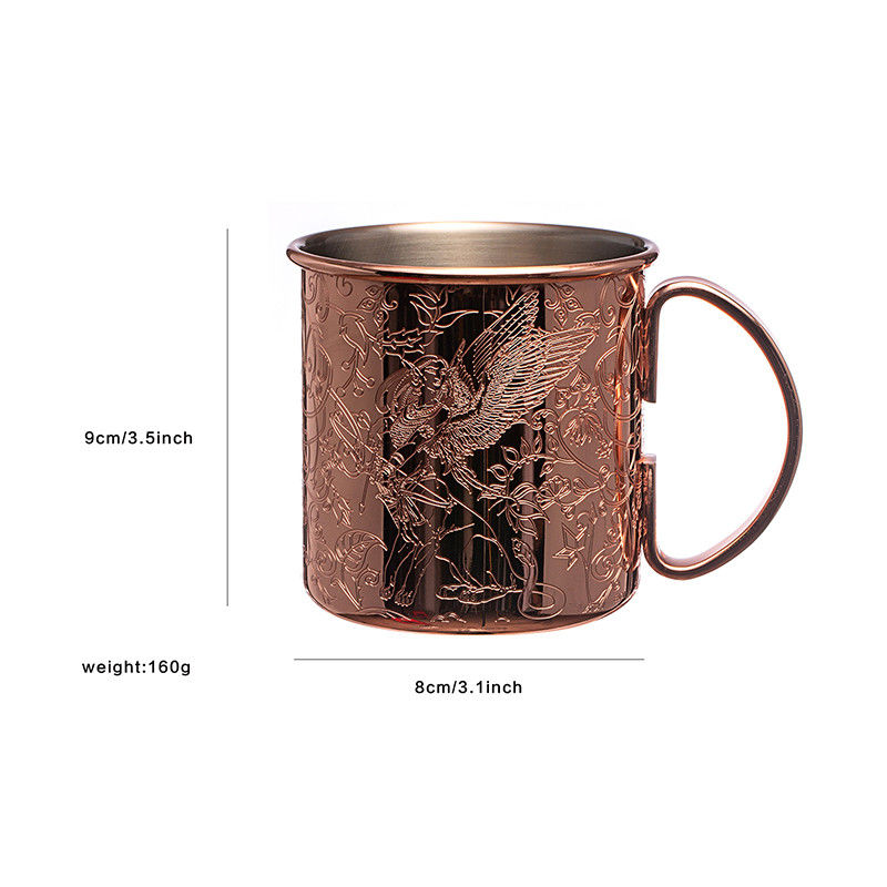 304 de aço inoxidável de cobre Taça Etch Design personalizado Taça de vinho de aço inoxidável para festa