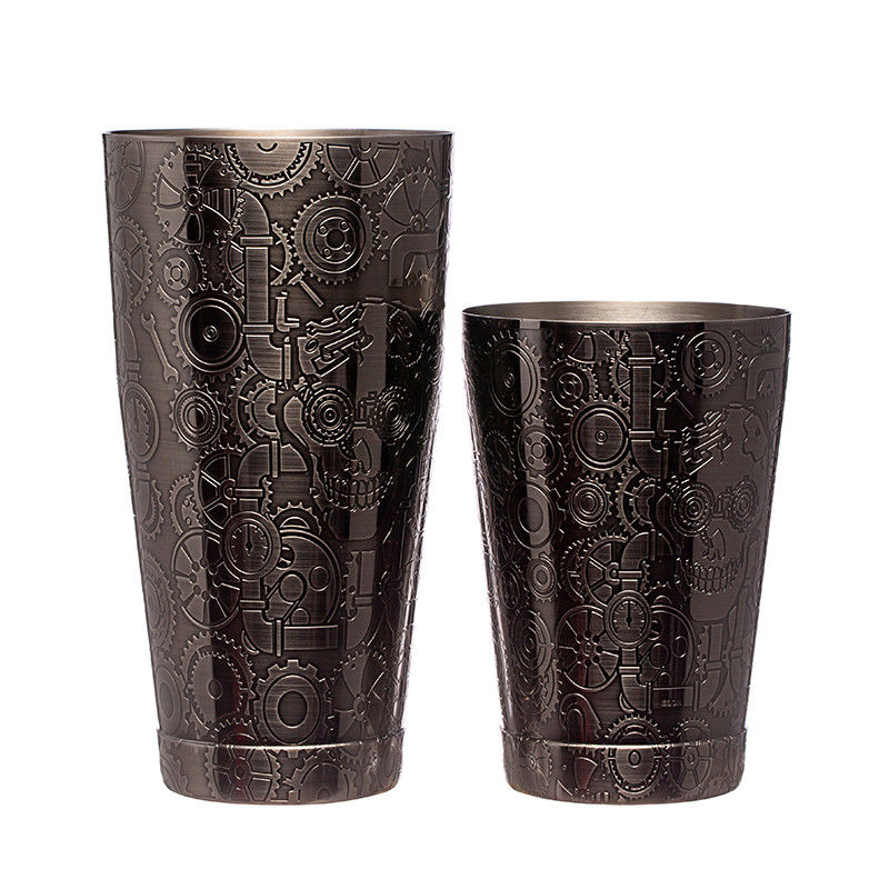 Grade de alimentos Cocktail Shaker preto de aço inoxidável Shaker personalizado de Boston para festa de bar
