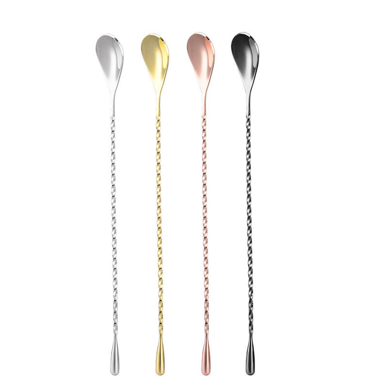 40cm de aço inoxidável colheres de barras longas colheres de cocktails para bar e cozinha casa