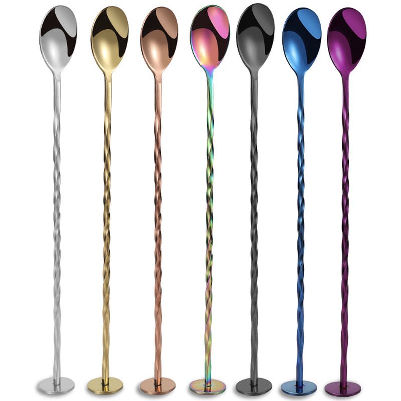 Aço inoxidável 304 Bar Cocktail Mexer Colheres Long Handle Bar Colher Para Barman
