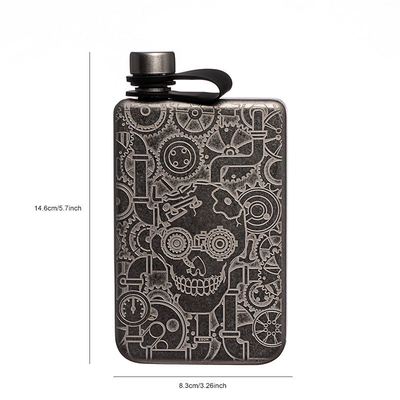 Flasco de prata polido Flasco de cadeira de rodas de aço inoxidável com tampa de parafuso para álcool Flasco de licor para homens
