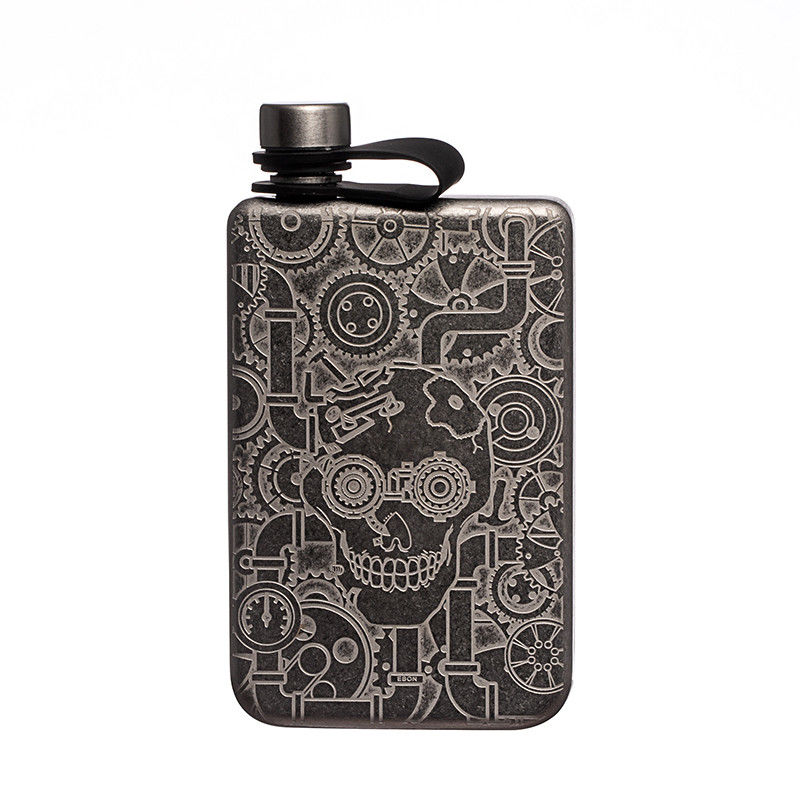 Flasco de prata polido Flasco de cadeira de rodas de aço inoxidável com tampa de parafuso para álcool Flasco de licor para homens