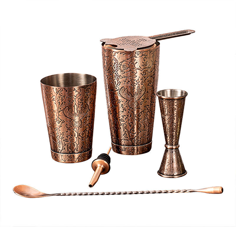 Home Bartending Martini Shaker Set SS304 Cor de cobre escovado