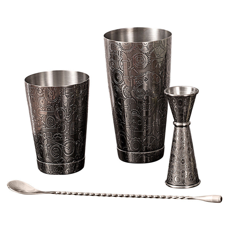Conjunto de misturador de coquetéis preto antigo Kit de bartender Cocktail Shaker Conjunto para mistura de bebidas
