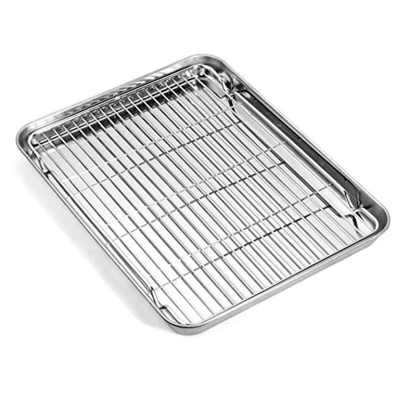 Forno pesado bandeja de cozimento não-aderente panela de cozimento livre de ferrugem com rack de refrigeração
