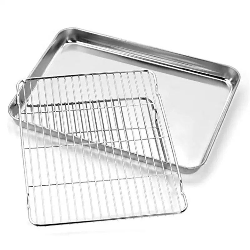 Forno pesado bandeja de cozimento não-aderente panela de cozimento livre de ferrugem com rack de refrigeração
