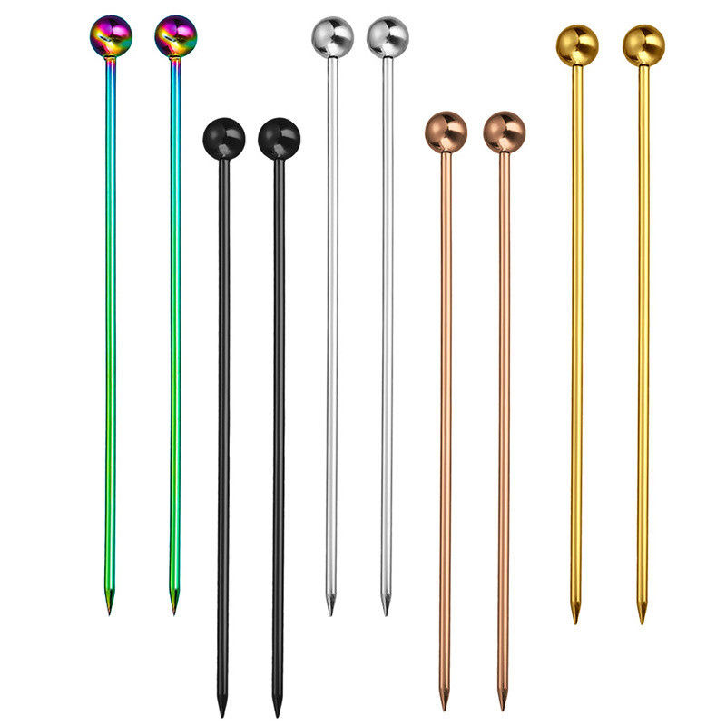 Reutilizável Cocktail Picks aço inoxidável 18/8 Bar Bar ferramenta de bastão de frutas Metal Cocktail Skewers