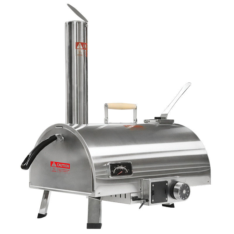 Forno de pizza automático rotativo de 12 polegadas Forno de pizza grelhado de madeira portátil