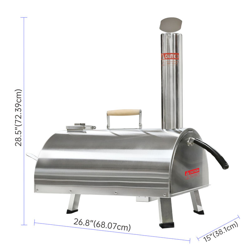Forno de pizza automático rotativo de 12 polegadas Forno de pizza grelhado de madeira portátil