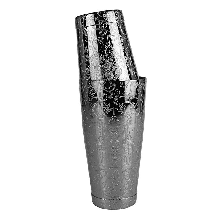 Testes de qualidade alimentar Certificado de aço inoxidável Boston Shaker com desenho de gravação para bartending